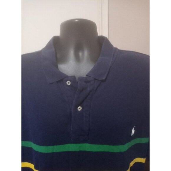 Polo by Ralph Lauren Men’s Navy Striped SS Polo Shirt Sz 2XB BIG - Picture 4 of 13